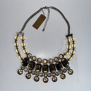 Statement Necklace Faceted Beads Chunky Bib Chain Fashion Jewelry‎ Gold Tone